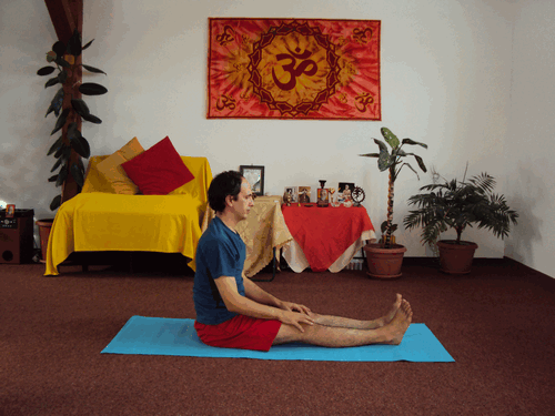 Pozitia de plecare pentru executia lui Paschimottanasana